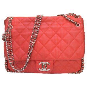 Chanel Red Calf Leather Chain Around Maxi Flap Bag  If you want to feel like a s